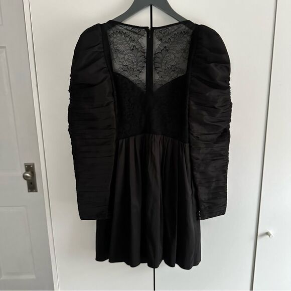 Self Portrait Black Taffeta Mini Dress - Picture 5 of 10